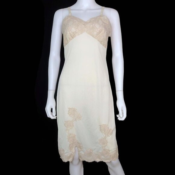 Vintage Val Mode Full Slip Dress Nightgown Lingerie Nylon Lace Women's Size 34 - Picture 1 of 6